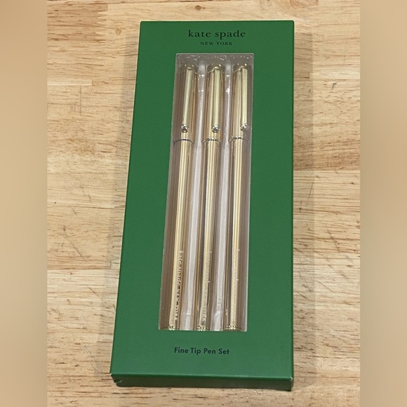 Kate Spade geo spade pencil case w/accessories +3 Black ink pen set NWT perfect - Picture 5 of 7